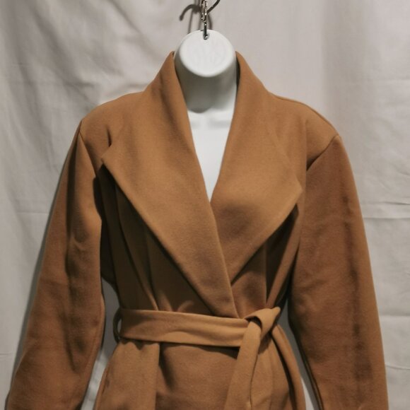 Camel Shawl Collar Wrap Coat Size XL NWOT #156 - Picture 2 of 5